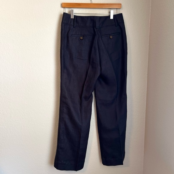 NWT, Ann Taylor Loft Women’s Julie 100% Linen Trousers in Navy Blue, Size 4 - Picture 5 of 8